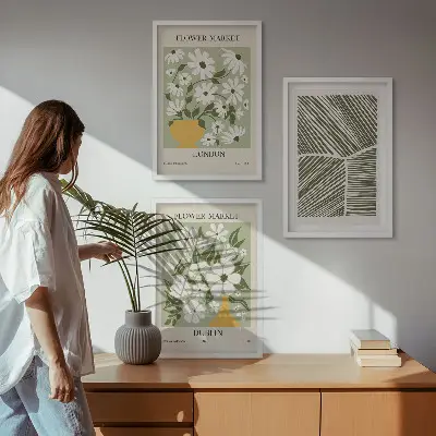 Wanddecoratieset schilderijen met bloemmotieven Londen en Dublin