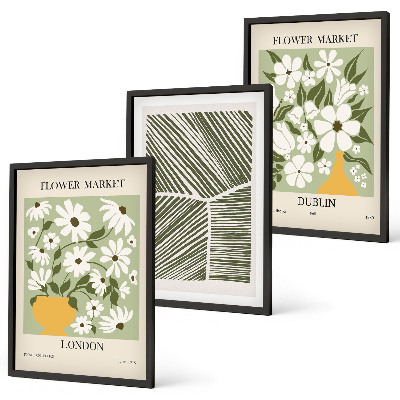 Wanddecoratie set schilderijen Kwiatowe wzory Londyn Dublin