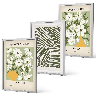 Wanddecoratie set schilderijen Kwiatowe wzory Londyn Dublin