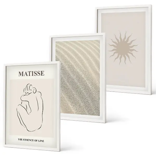 Fotowand met minimalistische lijnen van zand en de zon