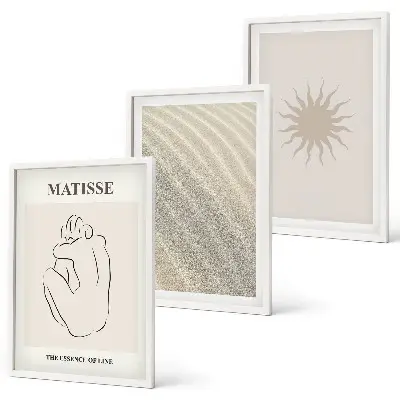 Fotowand met minimalistische lijnen van zand en de zon