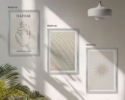 Fotowand met minimalistische lijnen van zand en de zon