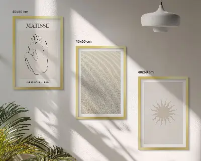 Fotowand met minimalistische lijnen van zand en de zon
