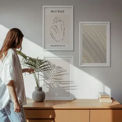 Fotowand met minimalistische lijnen van zand en de zon