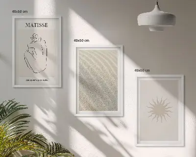 Fotowand met minimalistische lijnen van zand en de zon