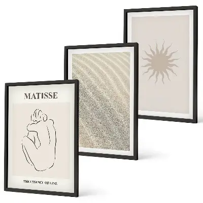 Fotowand met minimalistische lijnen van zand en de zon