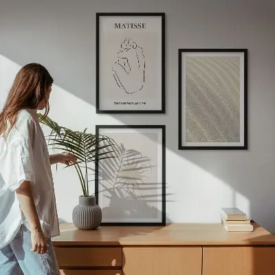 Fotowand met minimalistische lijnen van zand en de zon