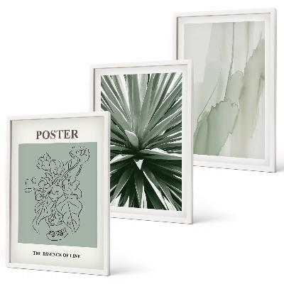 Wanddecoratie set schilderijen Roślinne wzory w zieleni