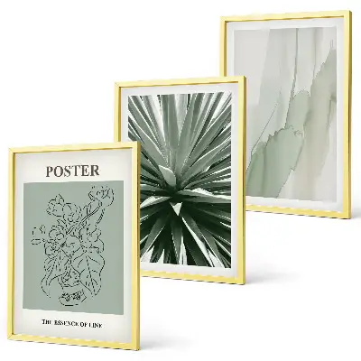 Set wanddecoratie met schilderijen met botanische prints in groene tinten