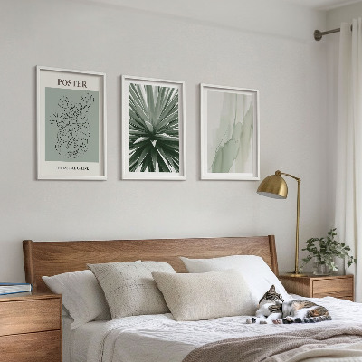 Wanddecoratie set schilderijen Roślinne wzory w zieleni