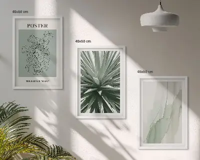 Set wanddecoratie met schilderijen met botanische prints in groene tinten