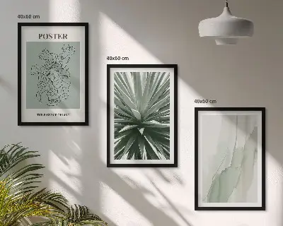 Set wanddecoratie met schilderijen met botanische prints in groene tinten