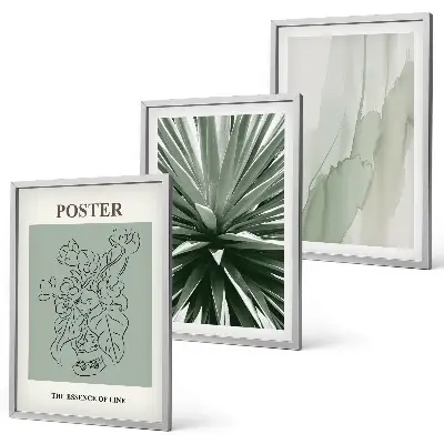 Set wanddecoratie met schilderijen met botanische prints in groene tinten