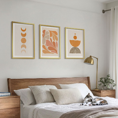 Wanddecoratie set schilderijen Abstrakcyjne pomarańczowe kształty