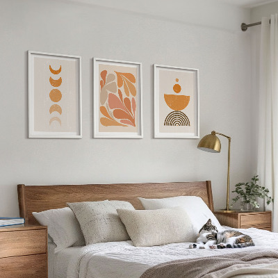 Wanddecoratie set schilderijen Abstrakcyjne pomarańczowe kształty
