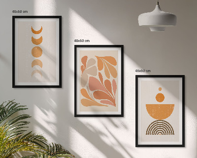 Wanddecoratie set schilderijen Abstrakcyjne pomarańczowe kształty