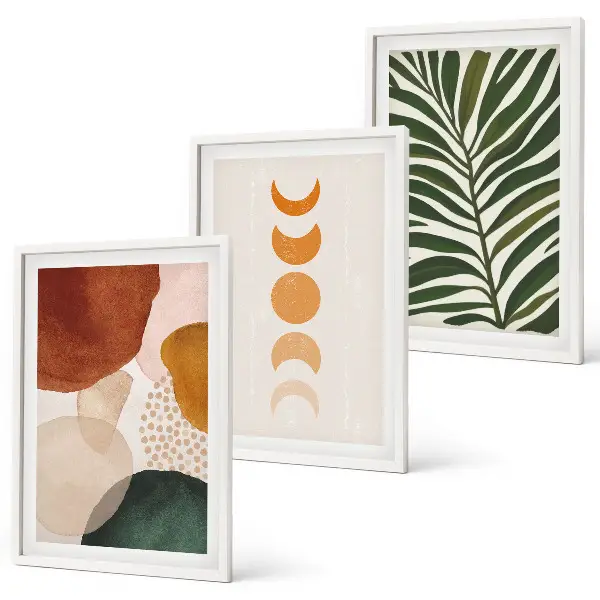 Wanddecoratie set schilderijen abstracte bladvormen