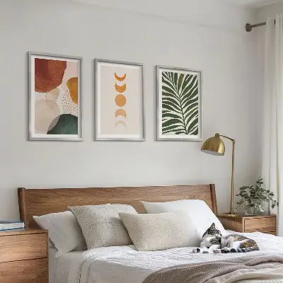 Wanddecoratie set schilderijen abstracte bladvormen