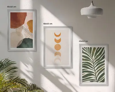 Wanddecoratie set schilderijen abstracte bladvormen