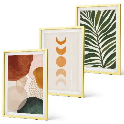 Wanddecoratie set schilderijen abstracte bladvormen
