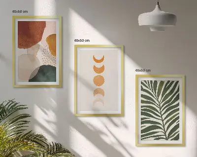 Wanddecoratie set schilderijen abstracte bladvormen
