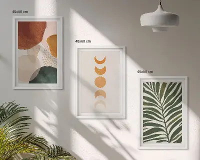 Wanddecoratie set schilderijen abstracte bladvormen