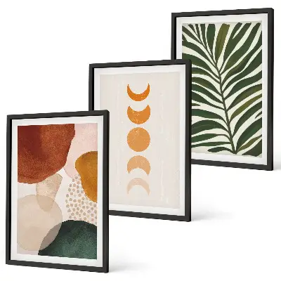 Wanddecoratie set schilderijen abstracte bladvormen