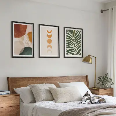 Wanddecoratie set schilderijen abstracte bladvormen