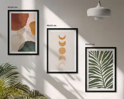 Wanddecoratie set schilderijen abstracte bladvormen