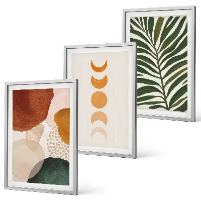 Wanddecoratie set schilderijen abstracte bladvormen