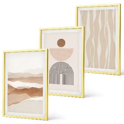 Wanddecoratieset schilderijen abstract landschap met natuur en geometrie