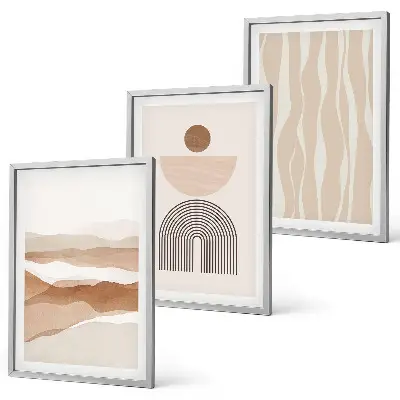 Wanddecoratieset schilderijen abstract landschap met natuur en geometrie