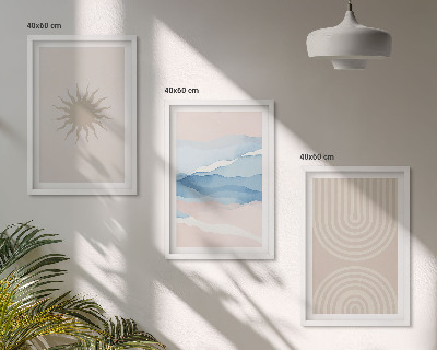 Wanddecoratie set schilderijen Słońce fale abstrakcyjne linie pastel