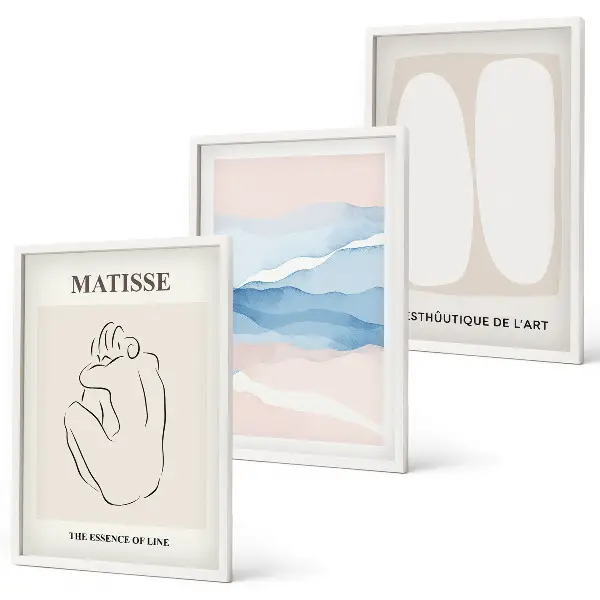 Set wanddecoratie met schilderijen abstracte Matisse vormen