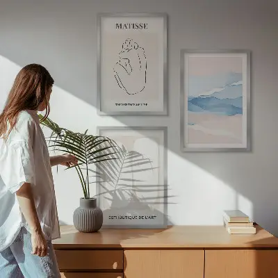 Set wanddecoratie met schilderijen abstracte Matisse vormen