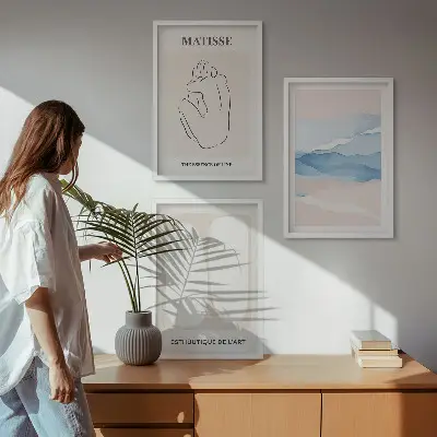 Set wanddecoratie met schilderijen abstracte Matisse vormen