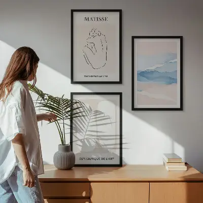 Set wanddecoratie met schilderijen abstracte Matisse vormen