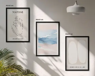 Set wanddecoratie met schilderijen abstracte Matisse vormen