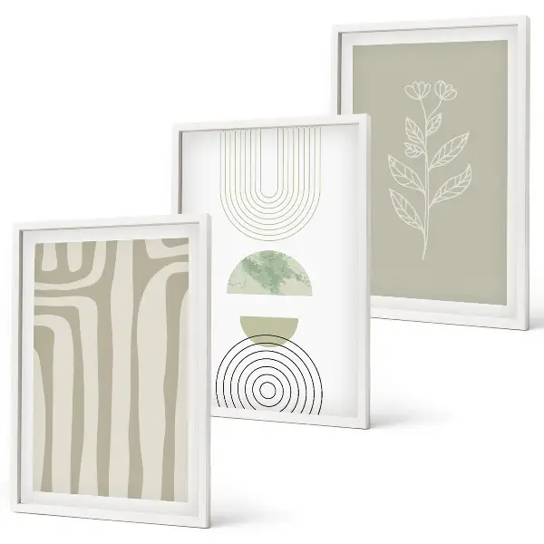 Wanddecoratie set schilderijen met geometrische plantenpatronen