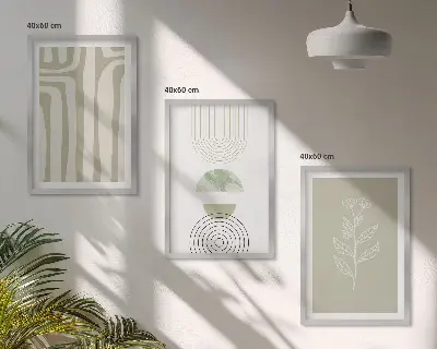 Wanddecoratie set schilderijen met geometrische plantenpatronen
