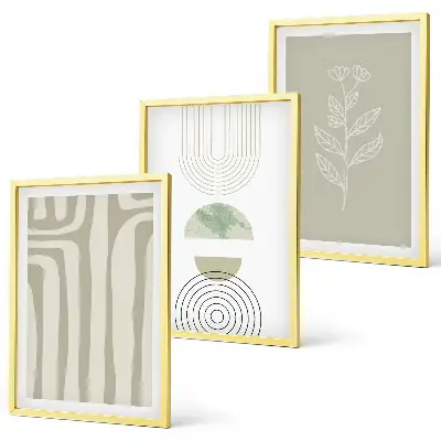 Wanddecoratie set schilderijen met geometrische plantenpatronen