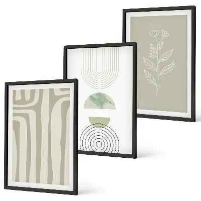 Wanddecoratie set schilderijen met geometrische plantenpatronen
