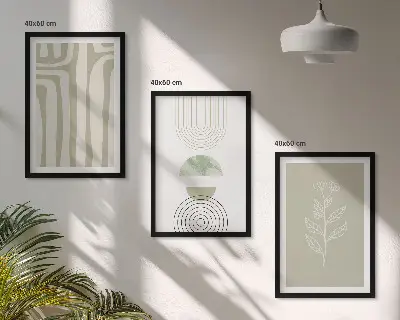 Wanddecoratie set schilderijen met geometrische plantenpatronen