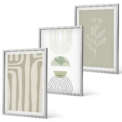 Wanddecoratie set schilderijen met geometrische plantenpatronen