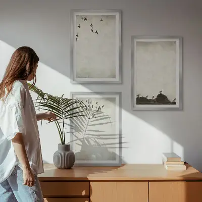 Fotowand minimalistische vliegende vogels