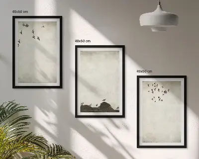 Fotowand minimalistische vliegende vogels