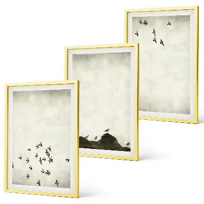 Wanddecoratieset schilderijen vliegende vogels in minimalistische stijl