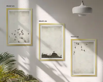 Wanddecoratieset schilderijen vliegende vogels in minimalistische stijl
