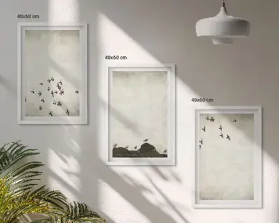 Wanddecoratieset schilderijen vliegende vogels in minimalistische stijl