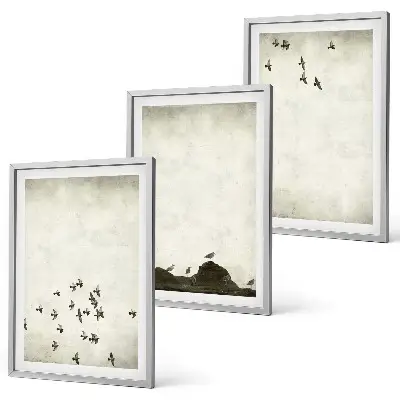Wanddecoratieset schilderijen vliegende vogels in minimalistische stijl